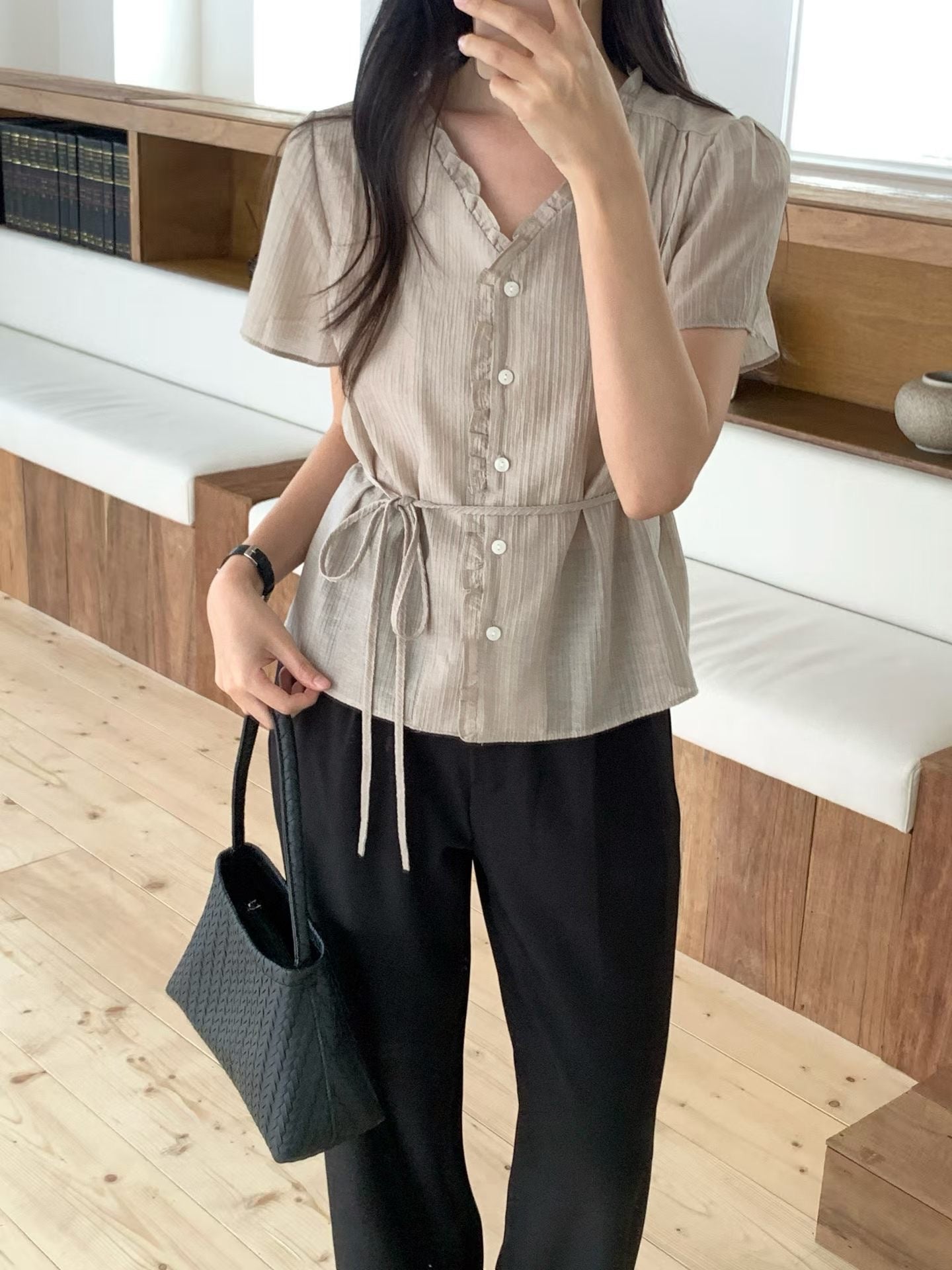 summer ove frill blouse-3col