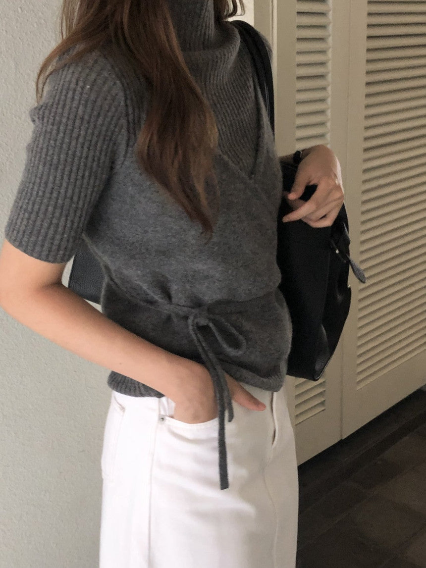 cashmere mockneck half knit-5col