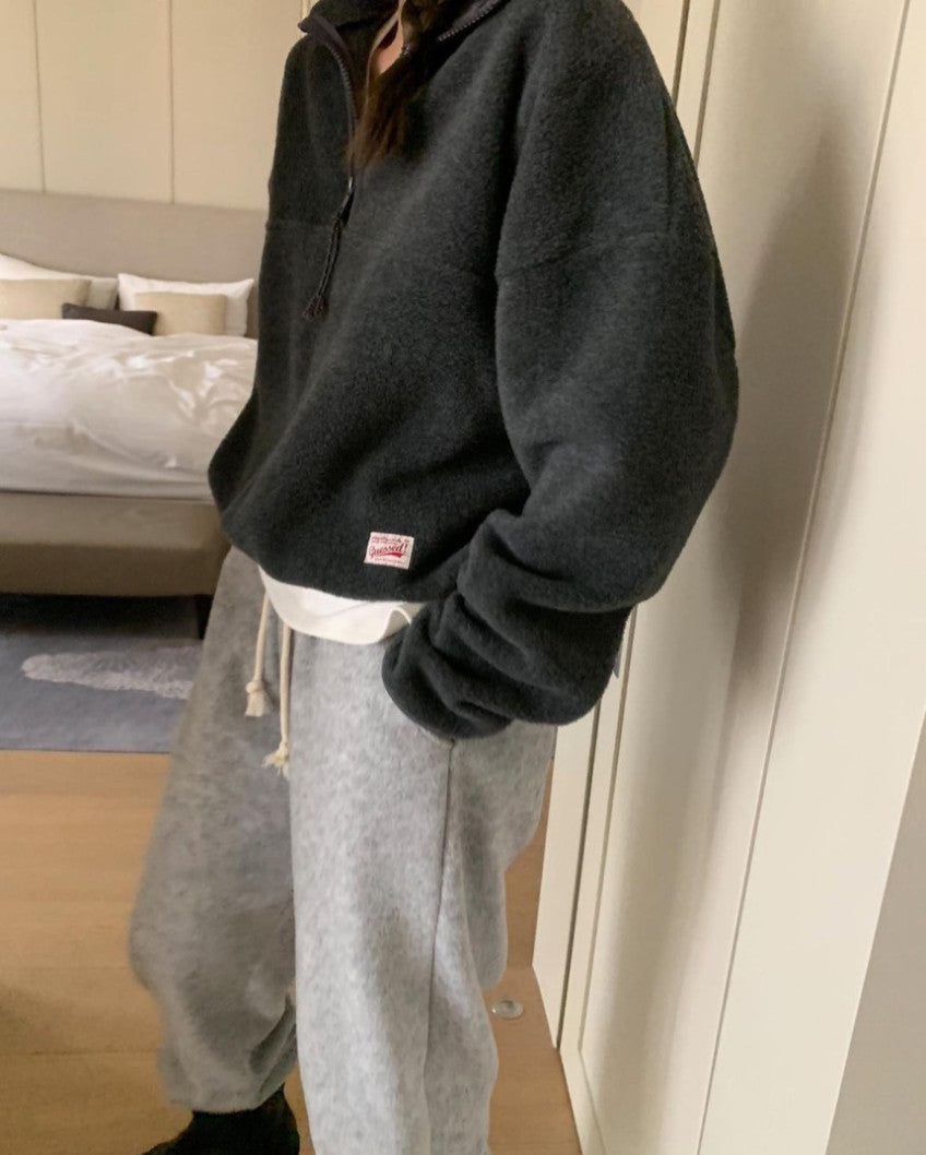 every fleece half zip up-5col