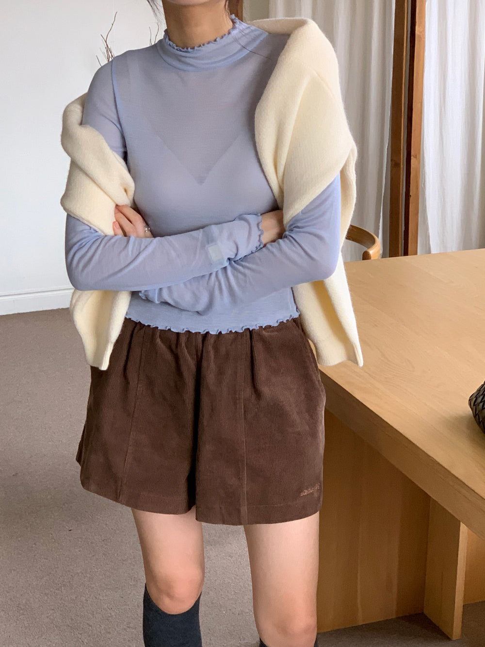 swan corduroy shorts-2col