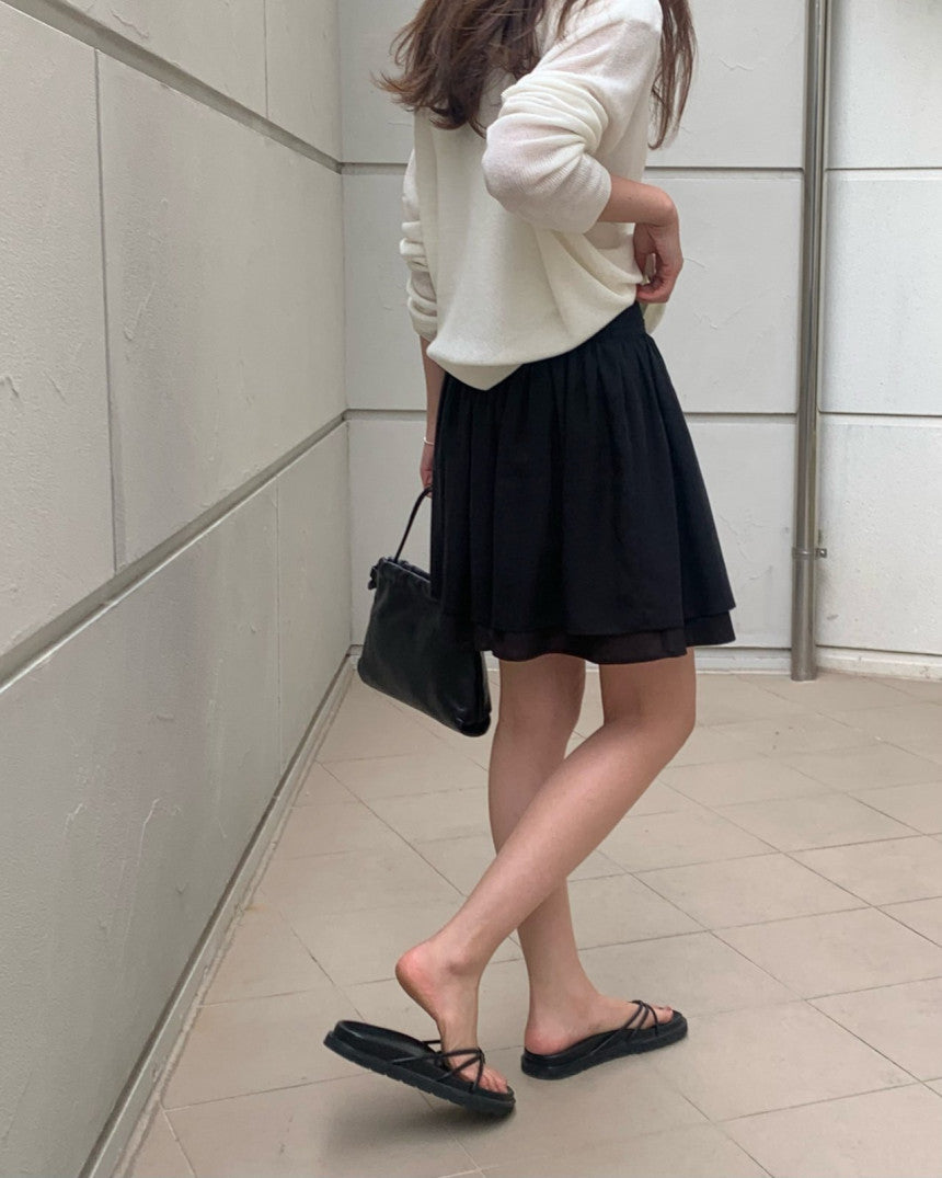 Sally layered tencel short skirt-2col