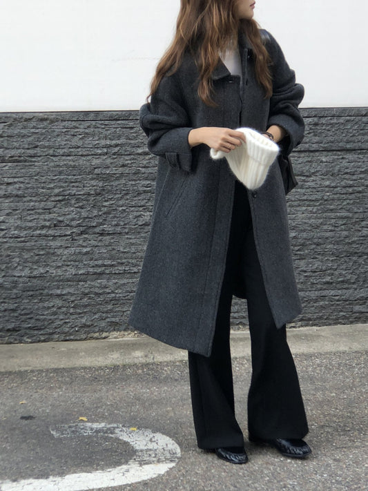 Luce wool twill melange coat-2col