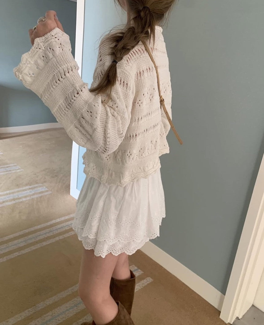 即納 Cotton crochet knit