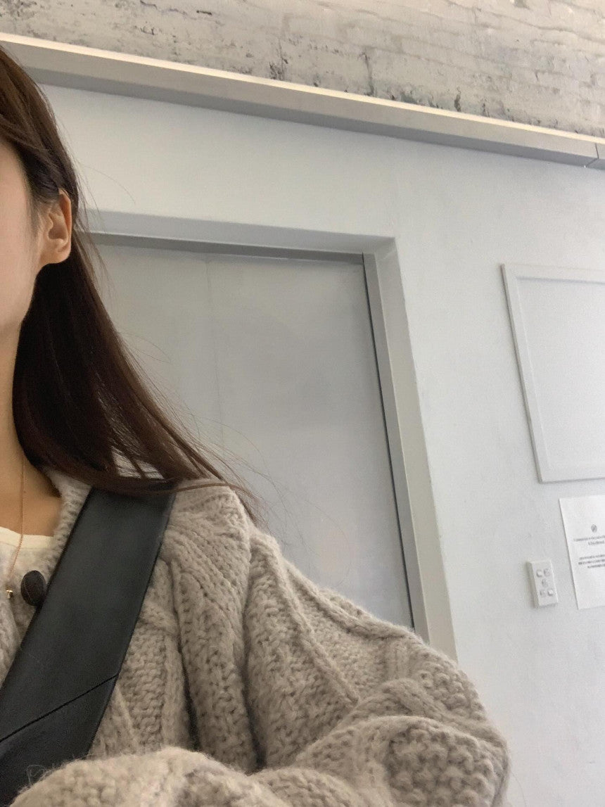 liter house wool cable cardigan-2col