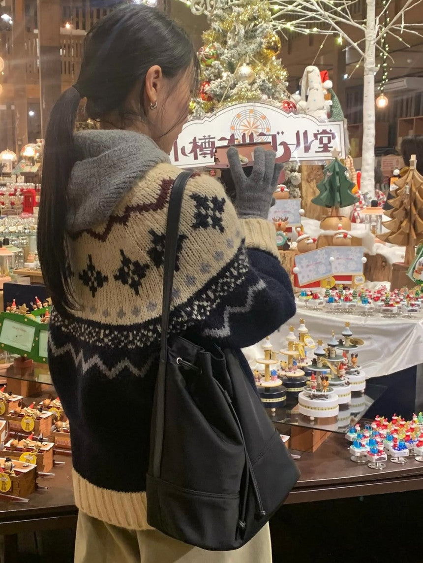 jacquard alpaca cardigan-2col