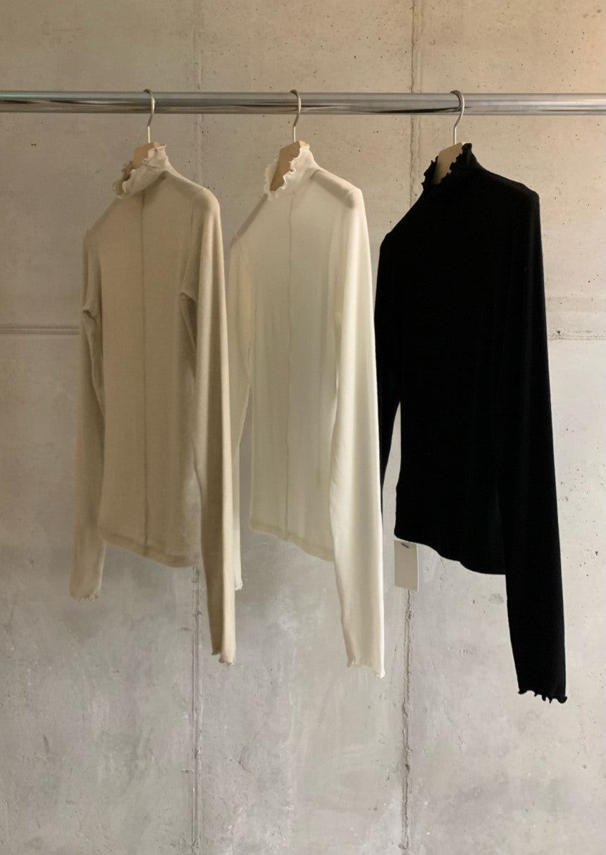 black即納 Haus wave turtleneck long sleeve T-3col