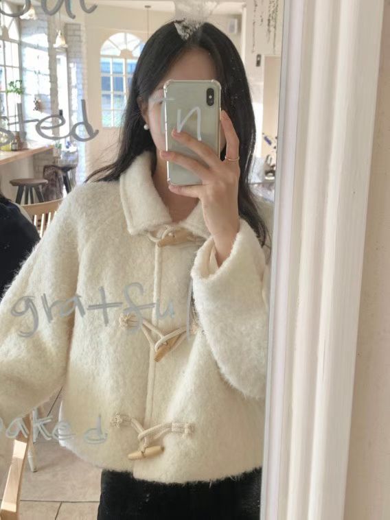 boucle wool duffel coat-2col