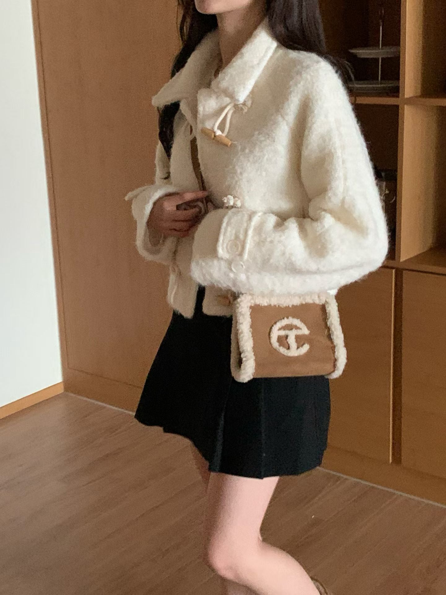 boucle wool duffel coat-2col