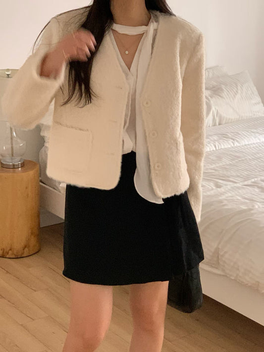 Rosy wool v neck jacket-2col