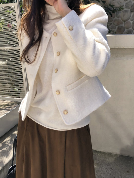 Blanc wool boucle tweed jacket-2col