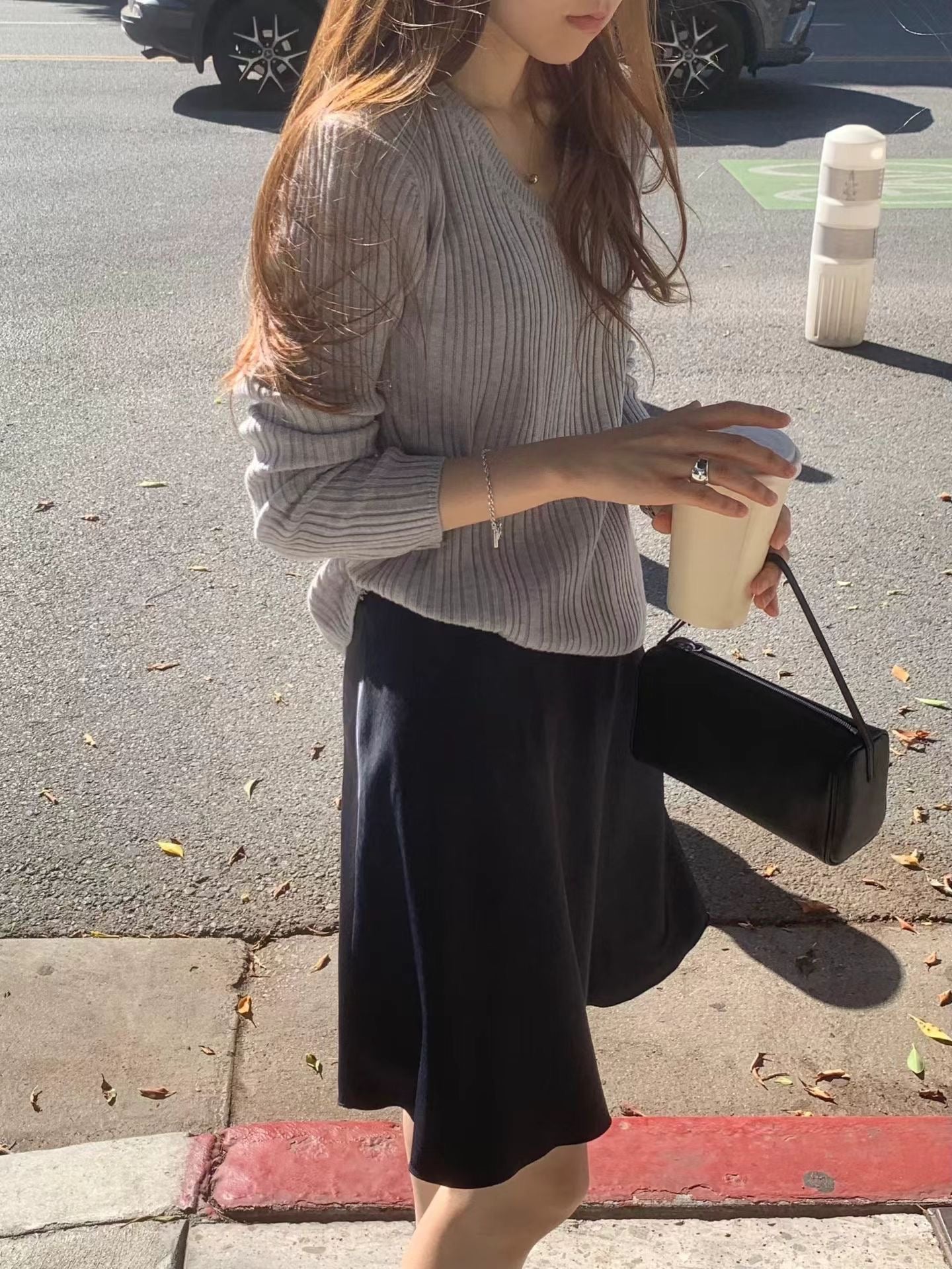 Ounce v neck rib knit-3col