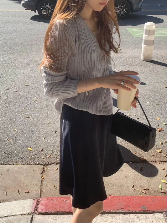 Ounce v neck rib knit-3col