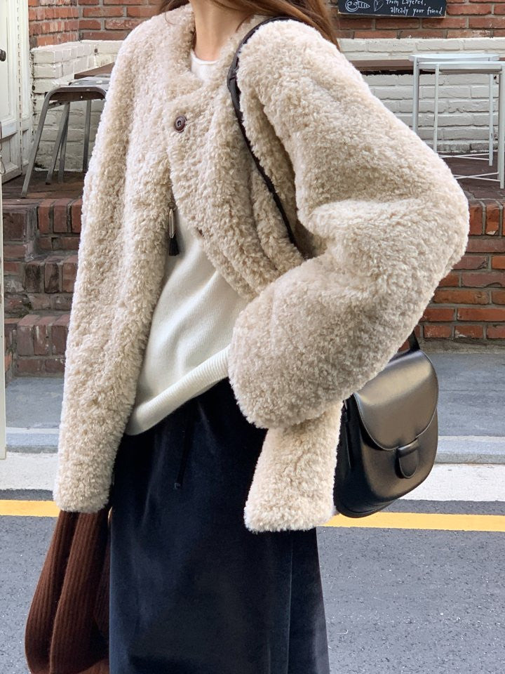 Lozan round neck fur jacket