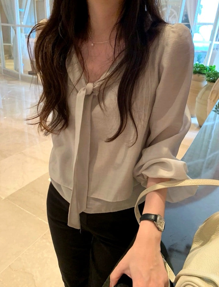 rose tie blouse-4col