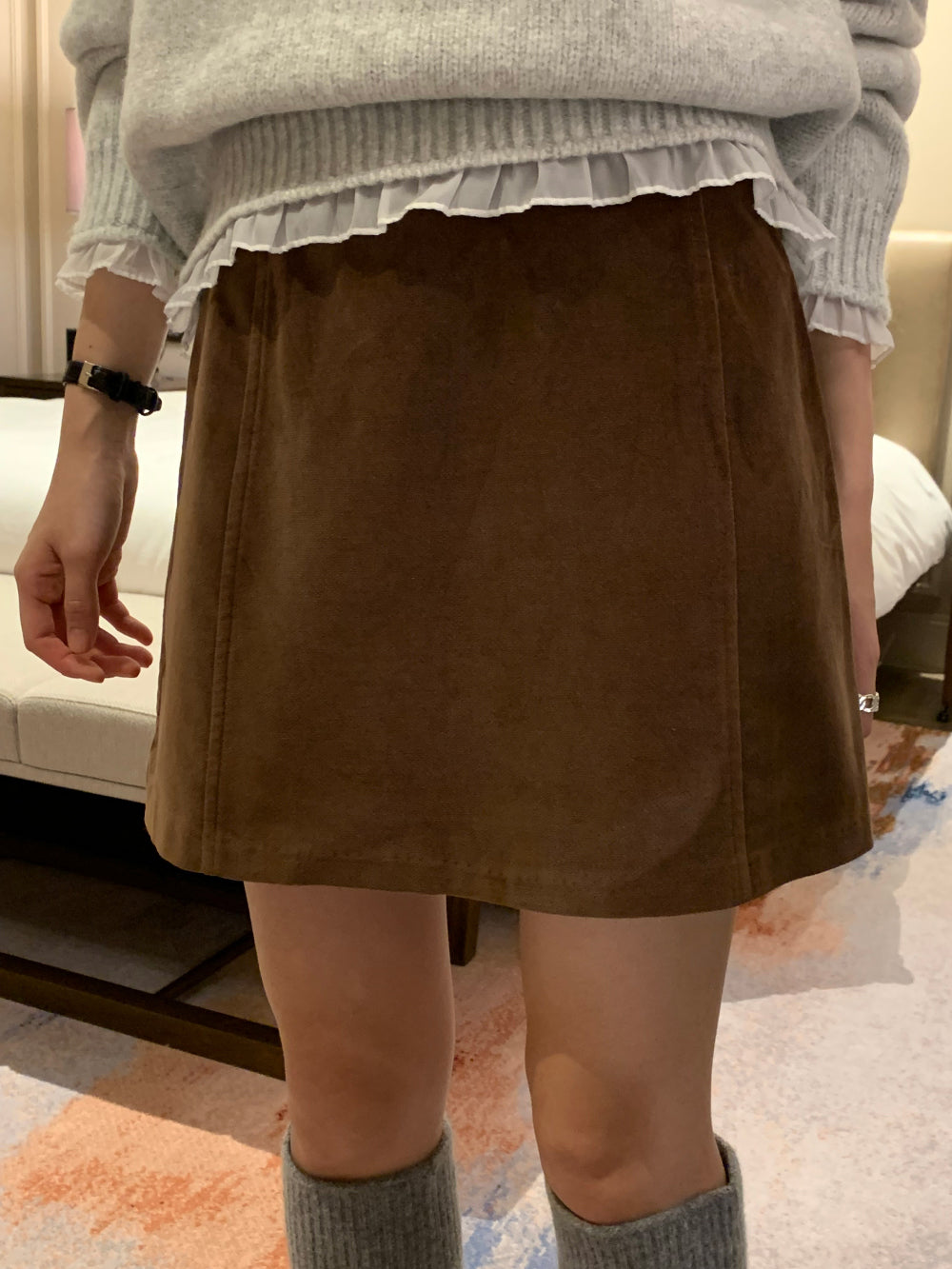 gimo suede lining skirt-2col