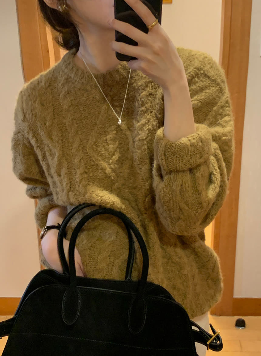 ivory即納 Ond alpaca knit-3col