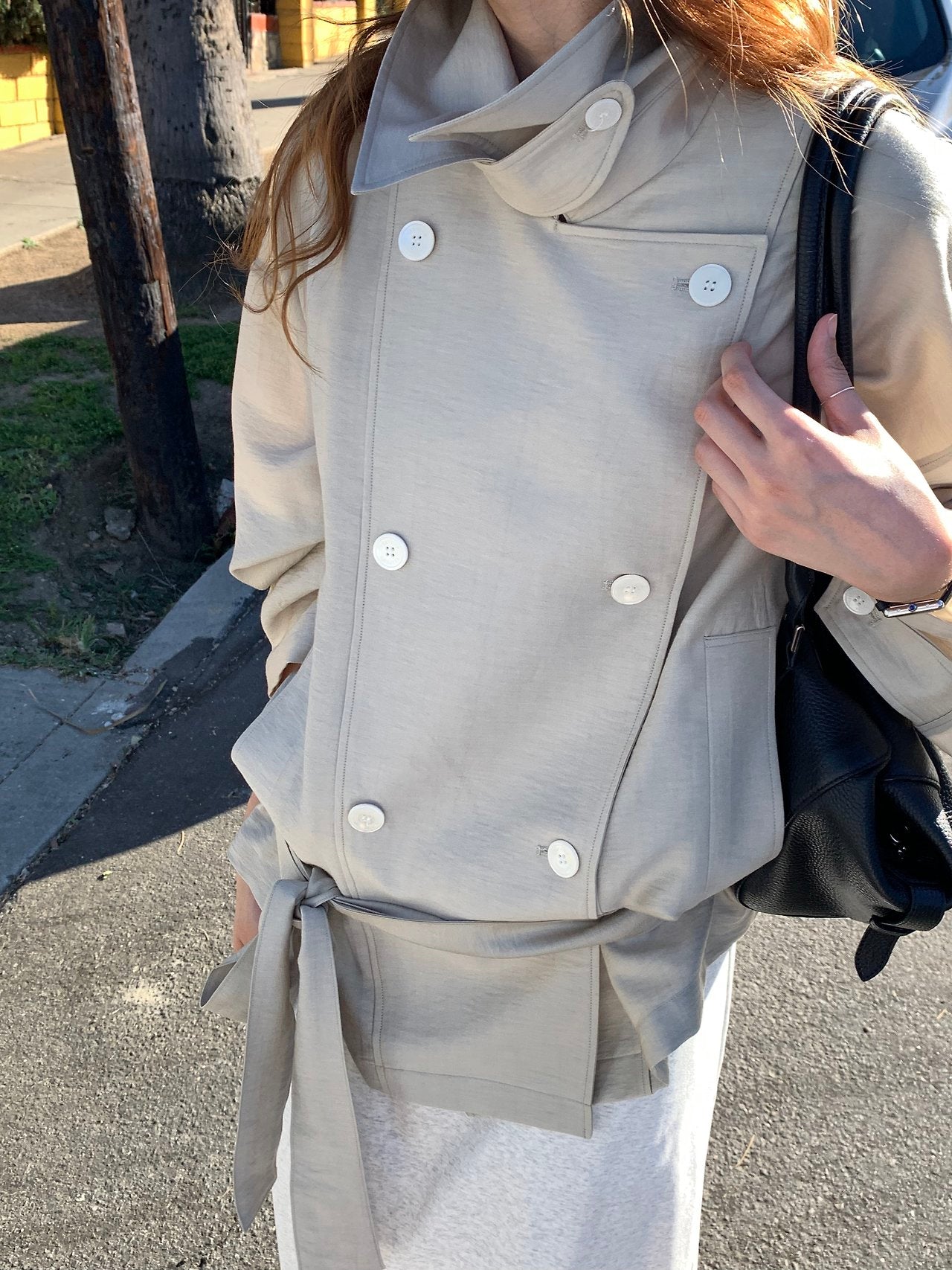 Michel soft short trench jacket-2col