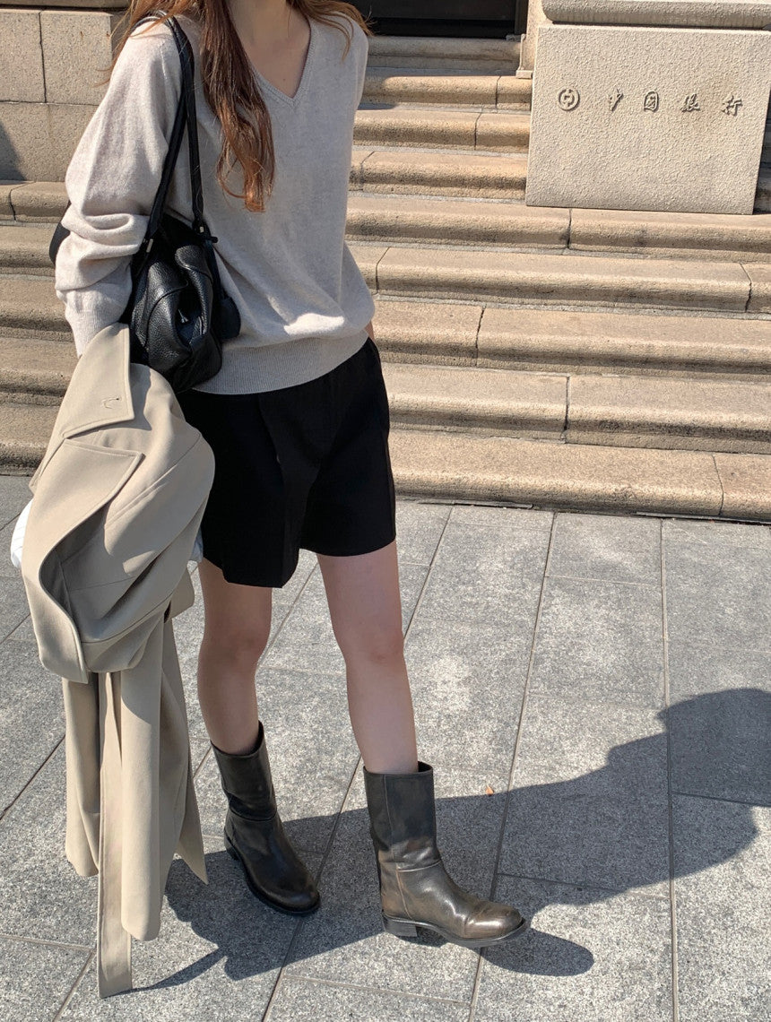 Adele wholegar cash v-neck knit-5col