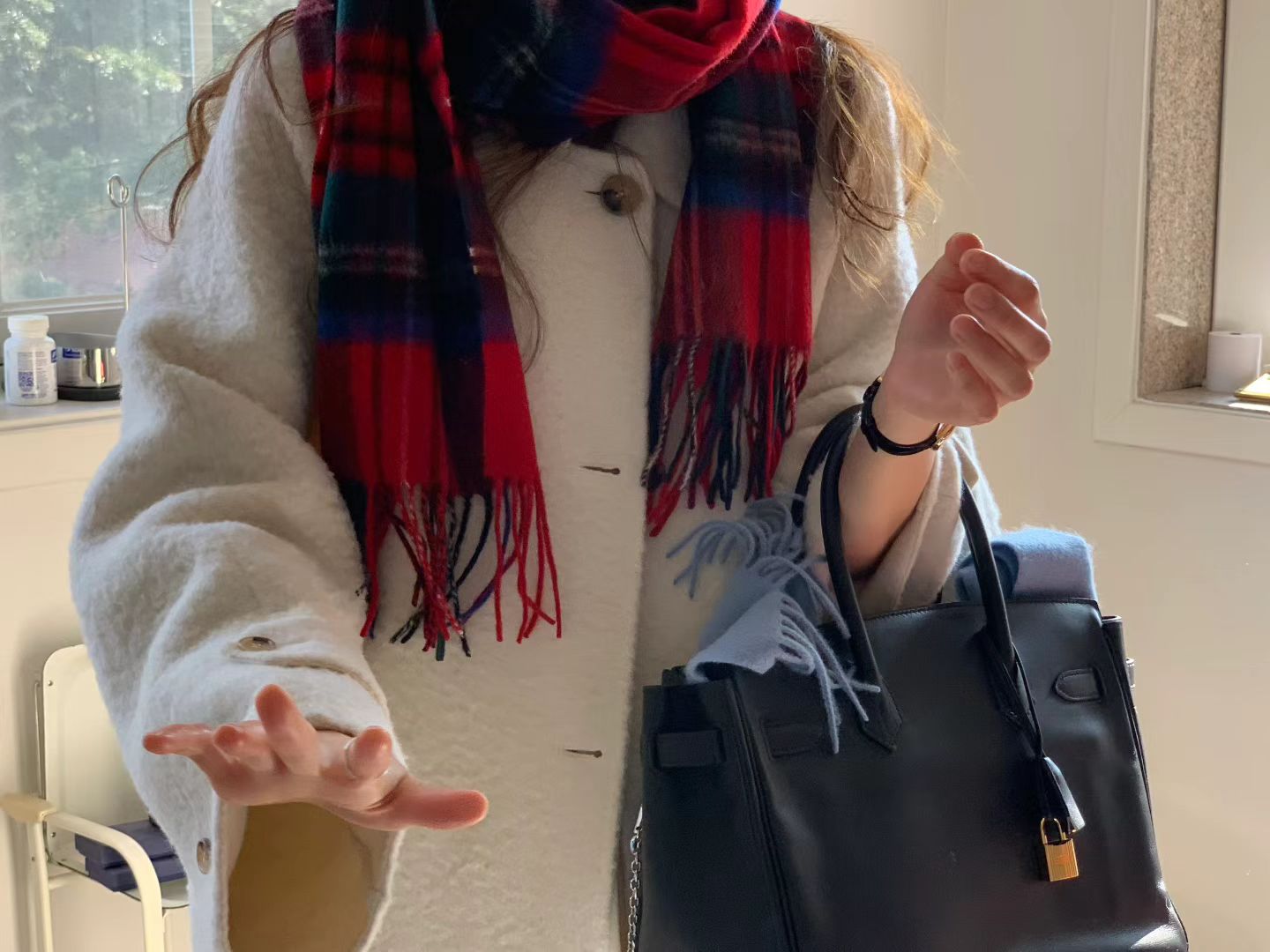 Ounce check wool muffler-3col