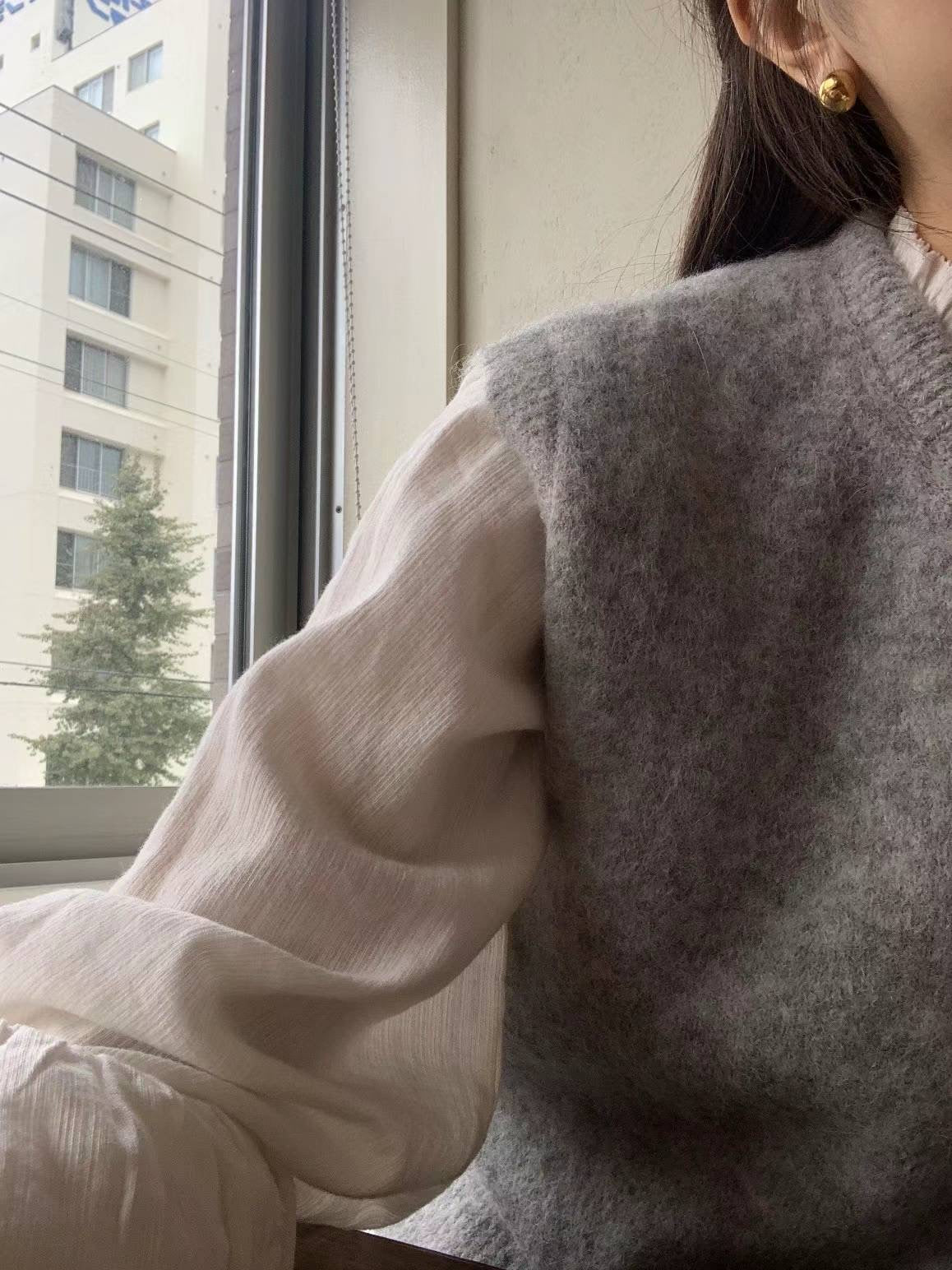 Ounce peach frill blouse