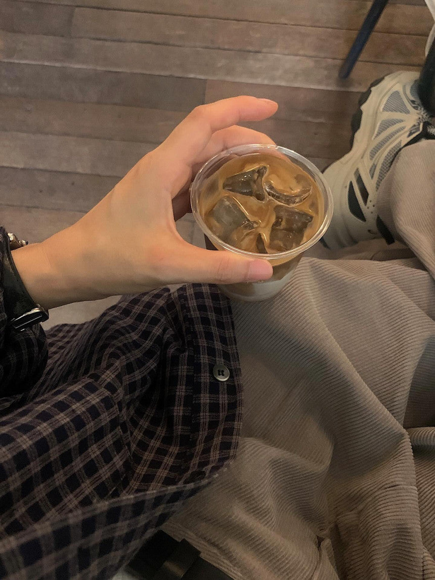 liter mocha check shirt-2col