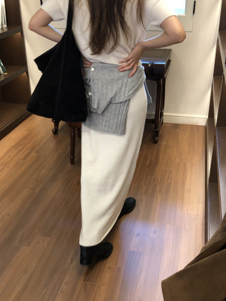 Amel wholegament cashmere knit skirt-3col