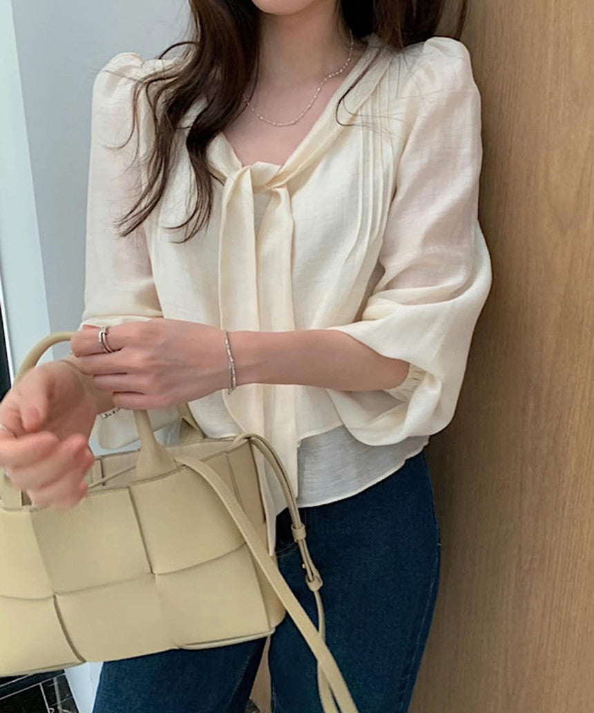 rose tie blouse-2col