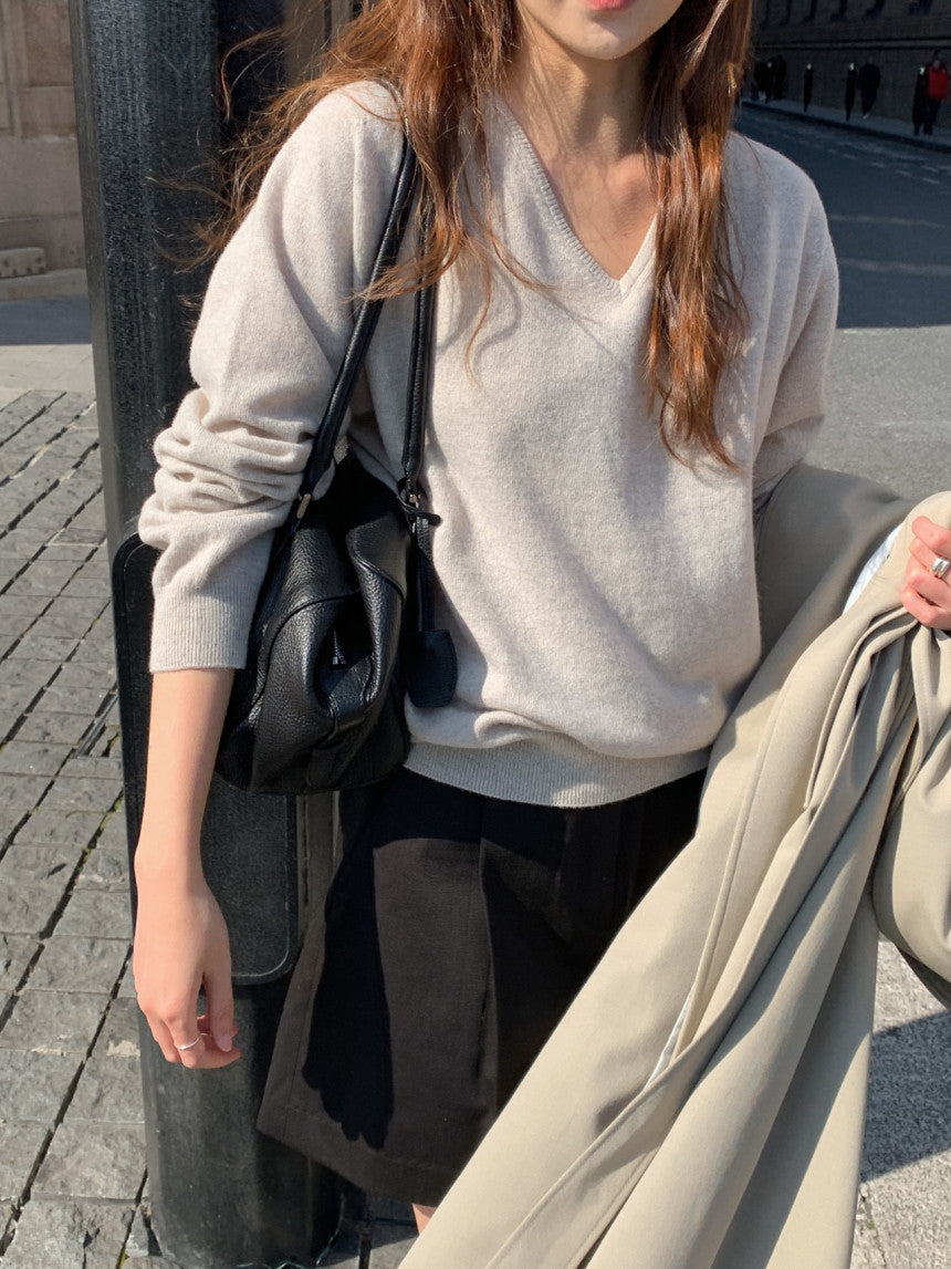 Adele wholegar cash v-neck knit-5col