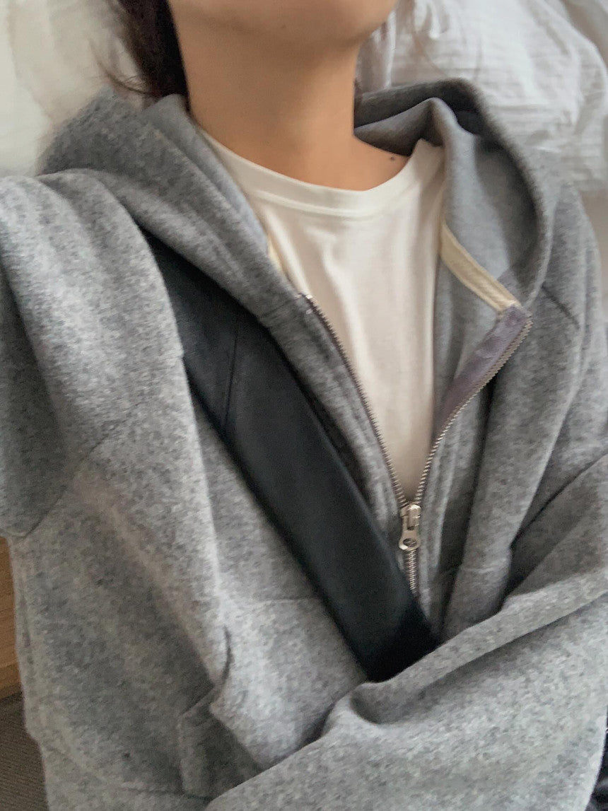 liter pony wool hood zip up-2col