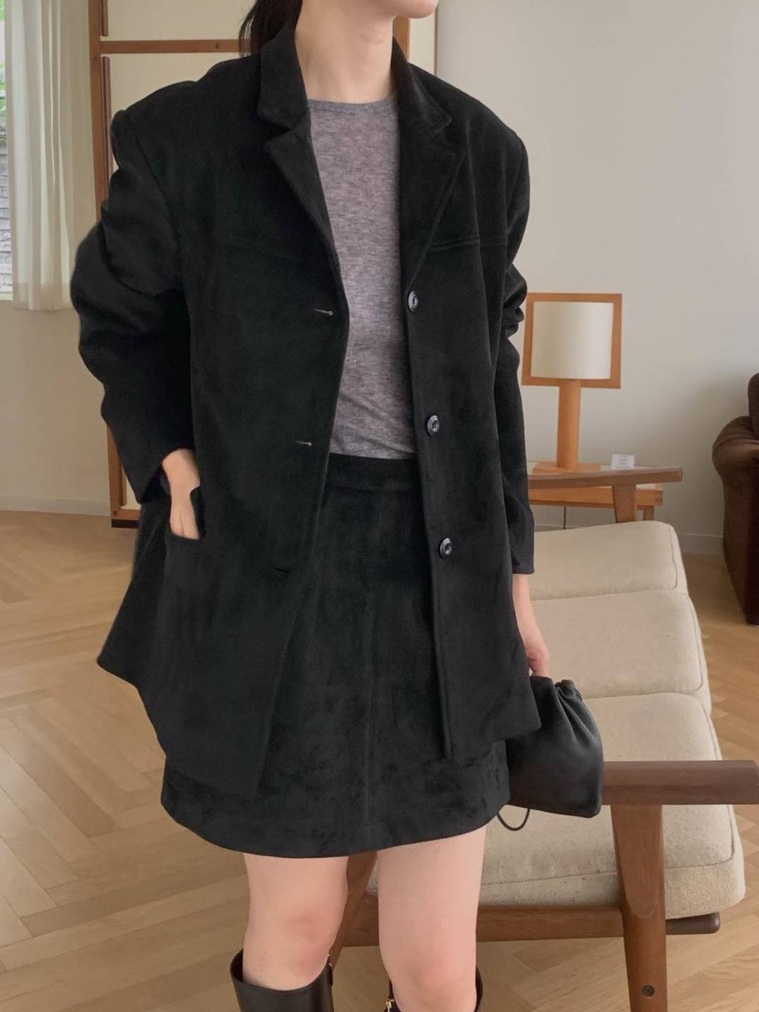 Euro suede skirt-2col