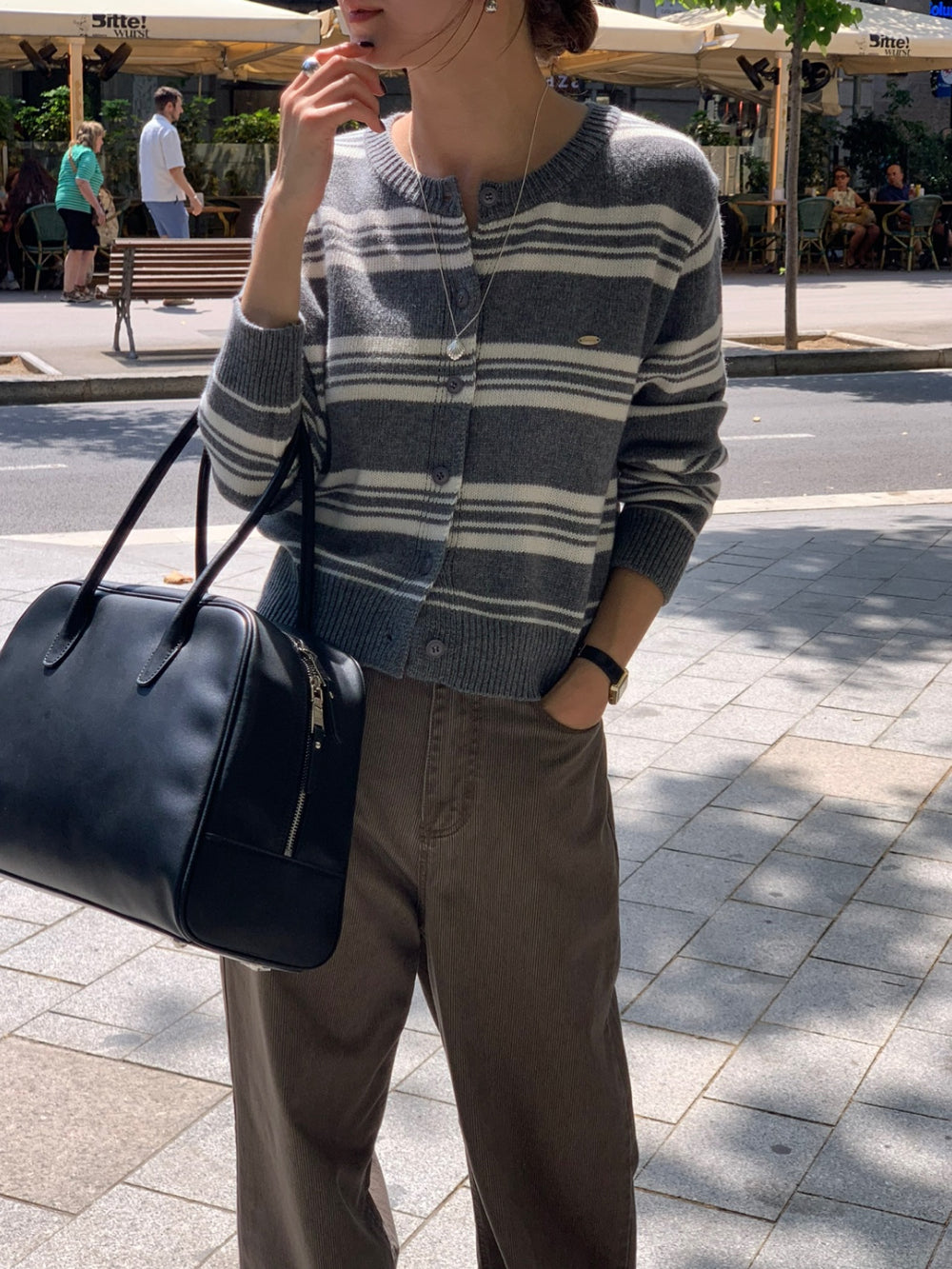 Nordic knit cardigan-4col