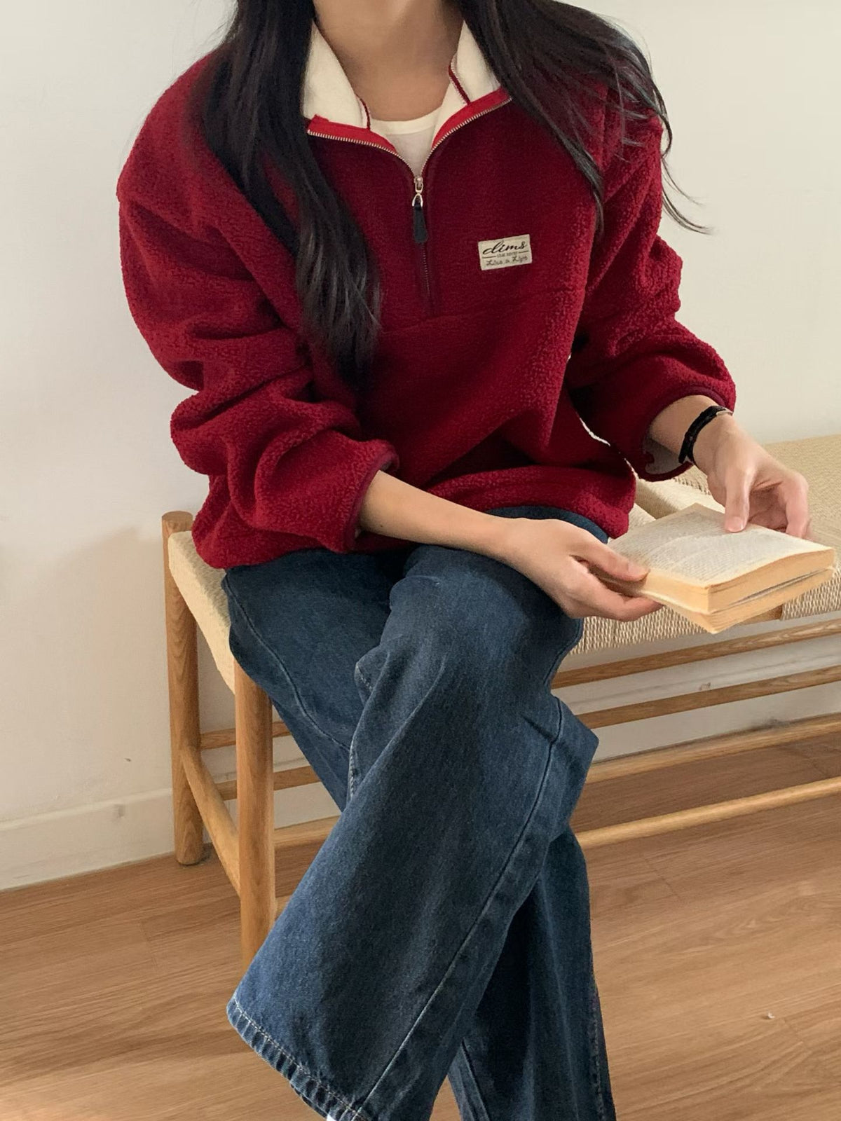 Fombing fleece half zip up-4col