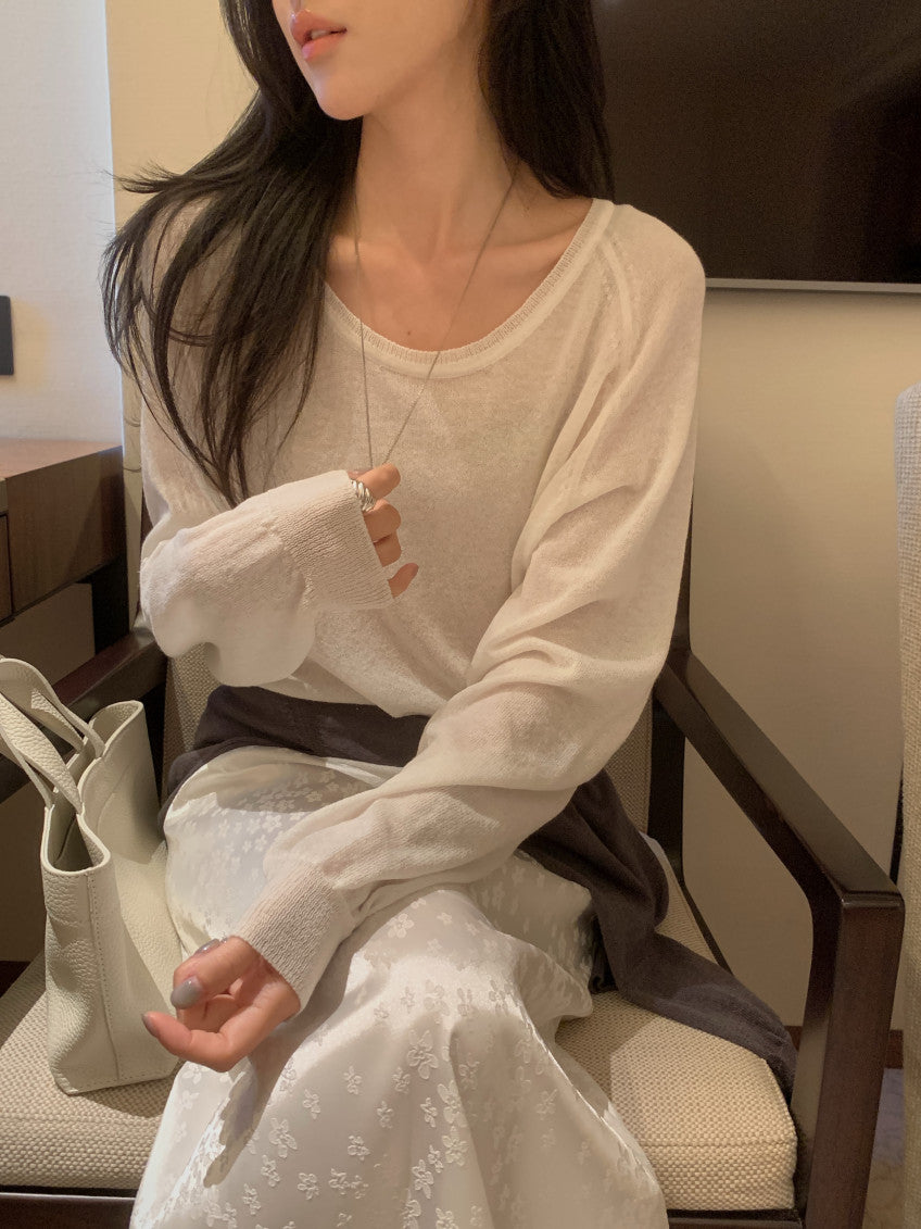 u-neck knit-4col