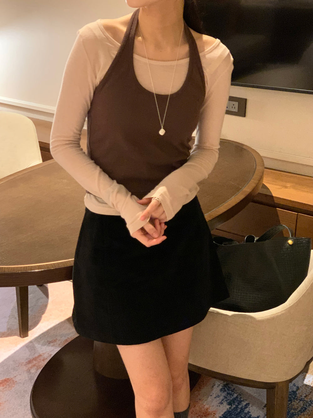 Halter layered set T-4col