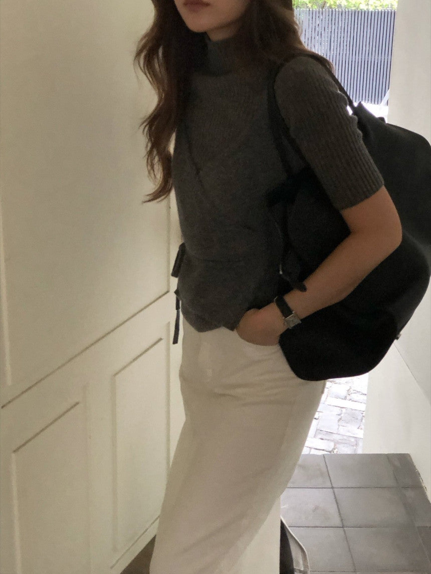 cashmere mockneck half knit-5col