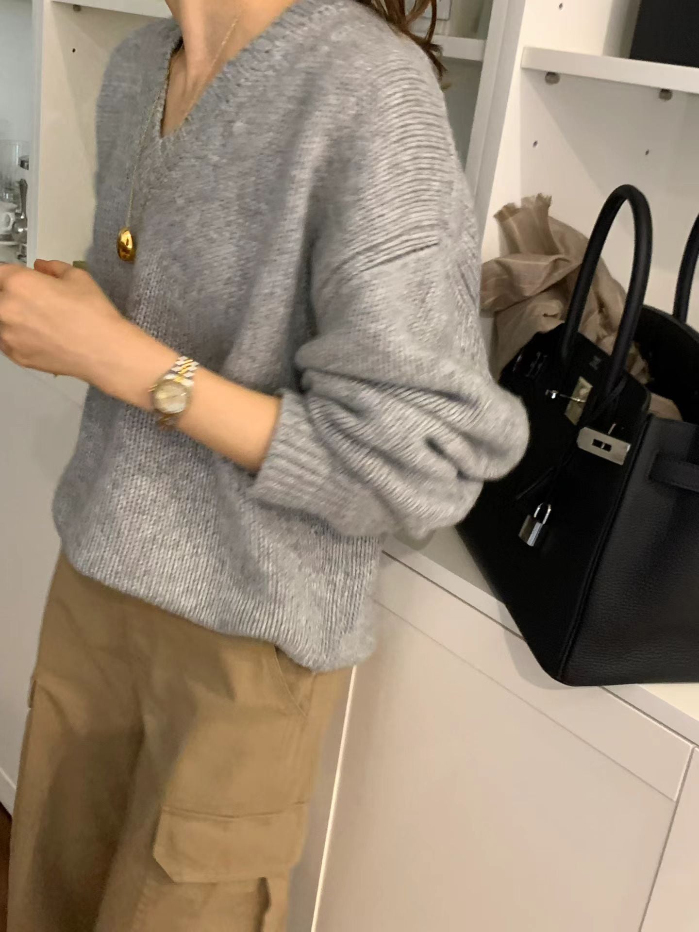 Ounce ron v neck knit-2col