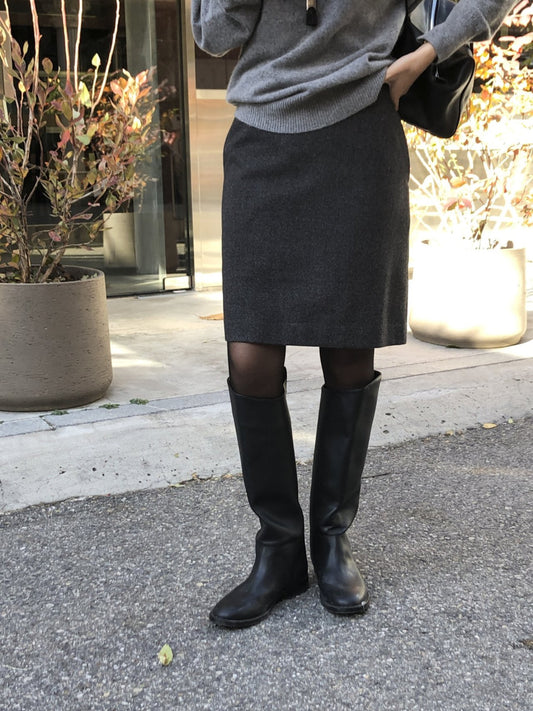 Luze wool midi skirt-2col