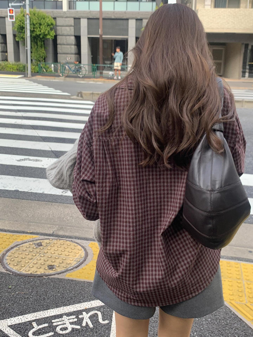 liter mocha check shirt-2col