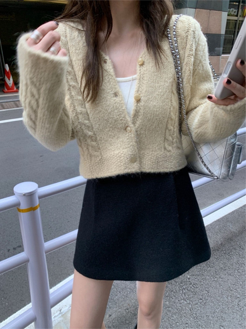 Powder cable cardigan-3col