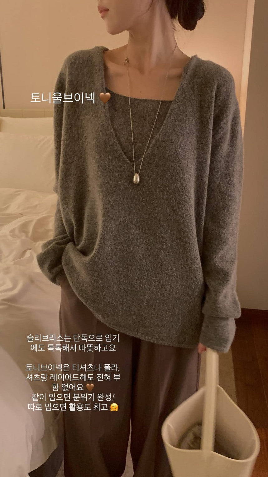 Toni wool sleeveless&v-knit-4col