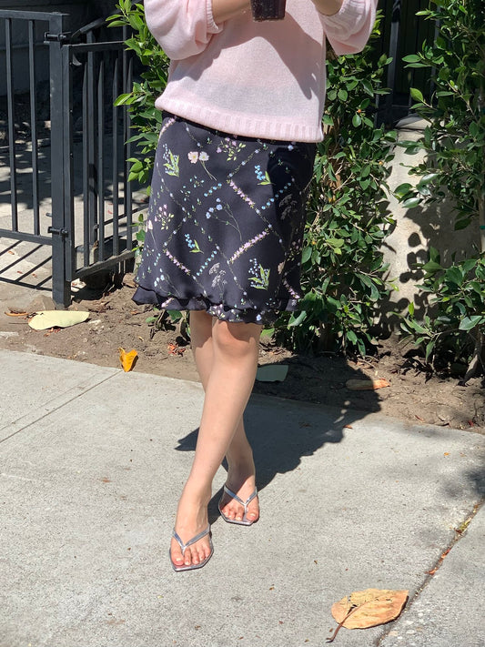 Err floral frill midi skirt-2col