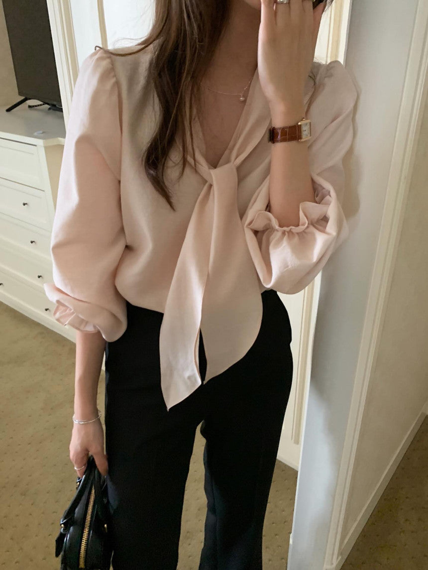 Ruter tie blouse-2col