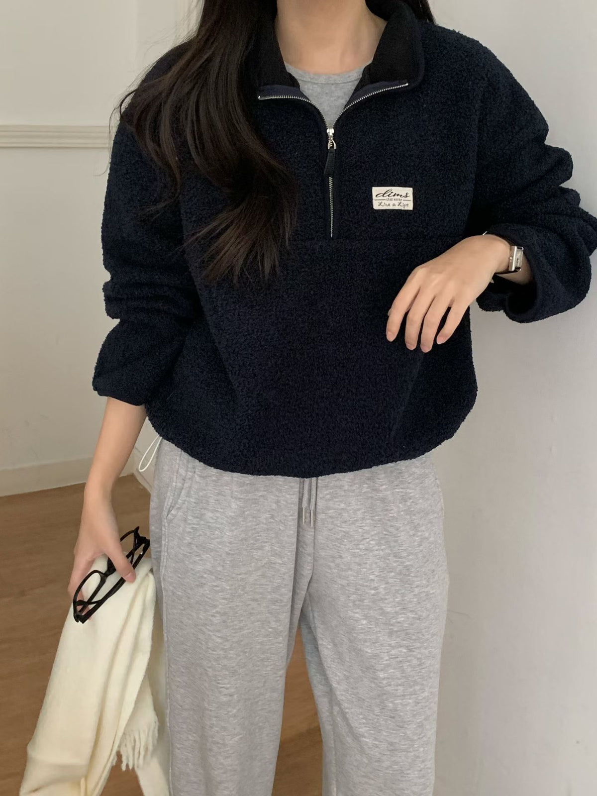 Fombing fleece half zip up-4col