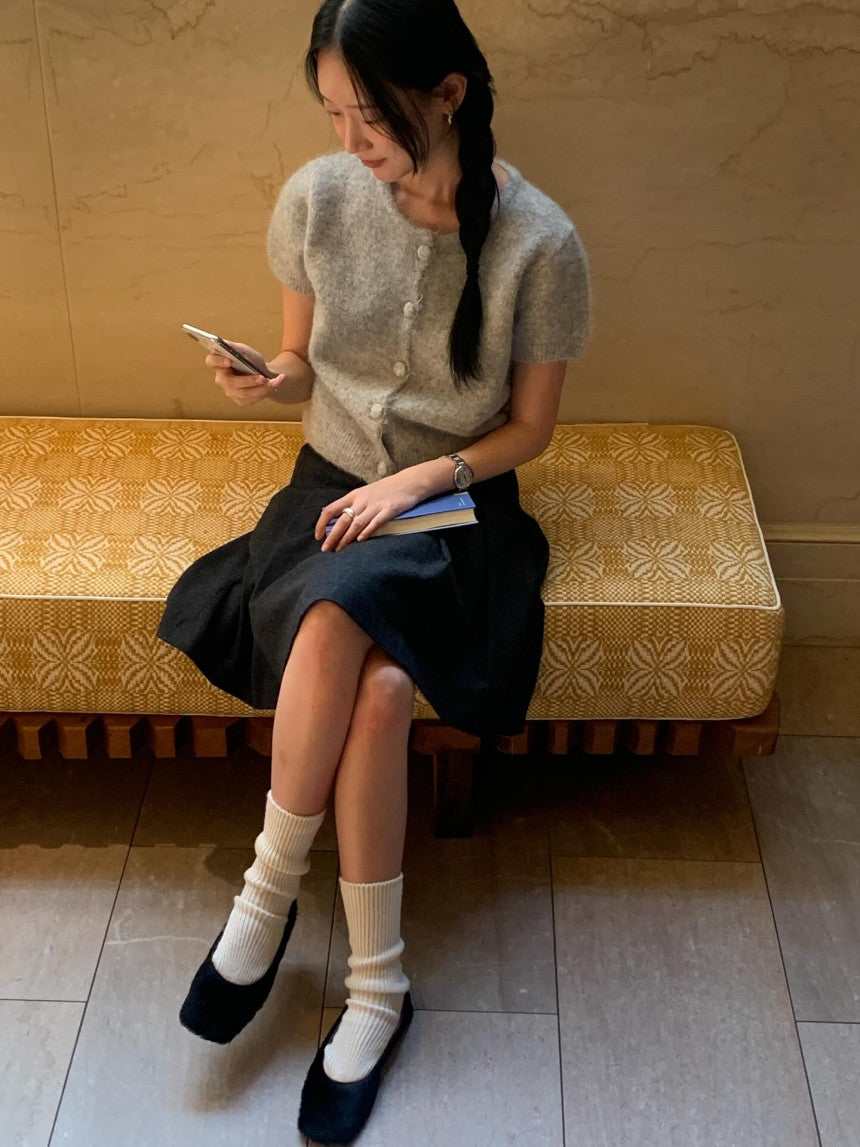 Want alpaca half cardigan-4col