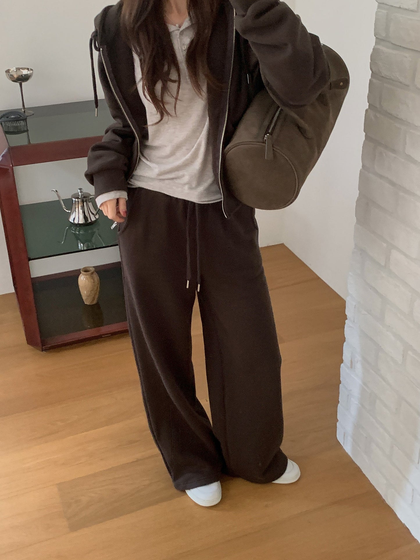 Essential gimo hood zip-up&pants&skirt-3col