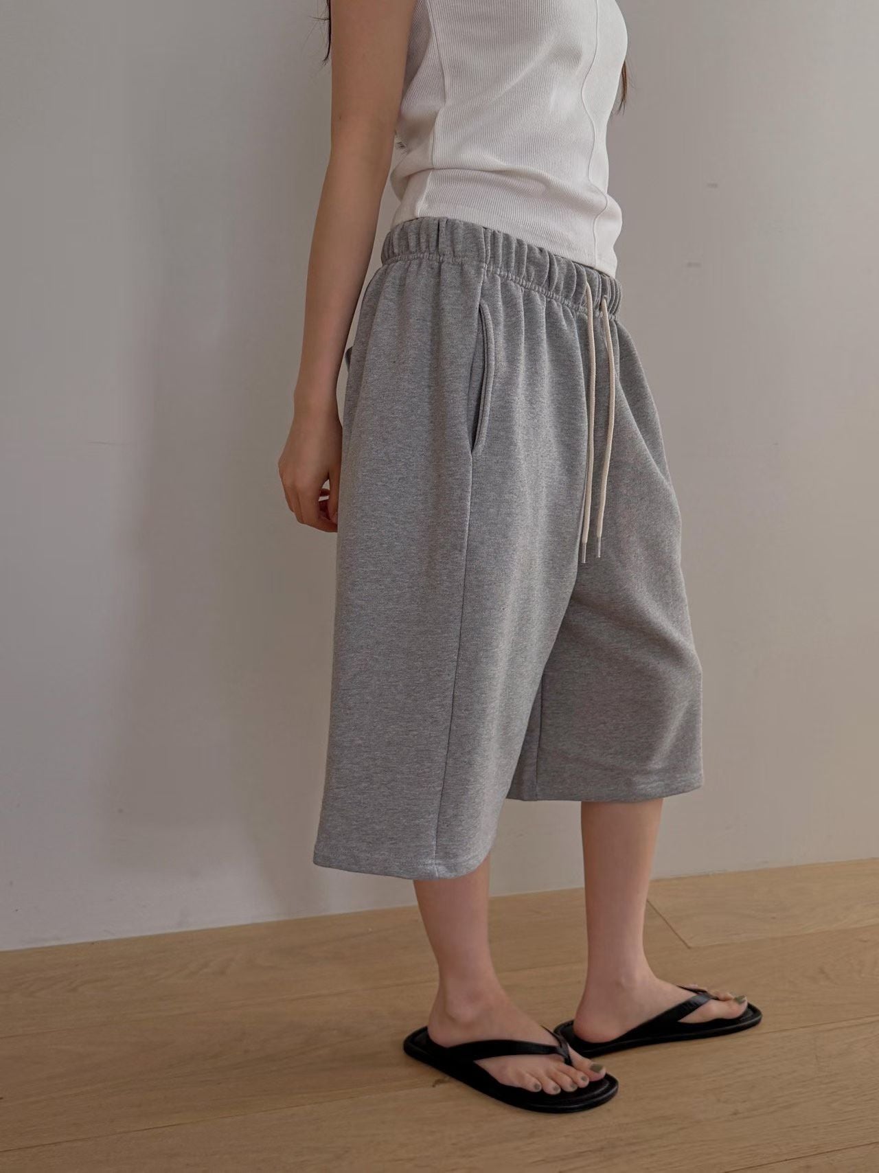 sweat half pants-3col