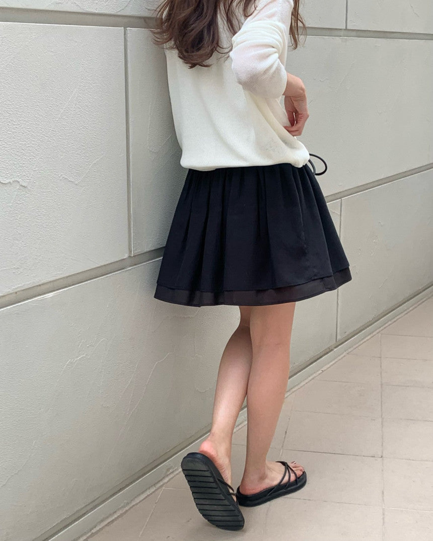 Sally layered tencel short skirt-2col
