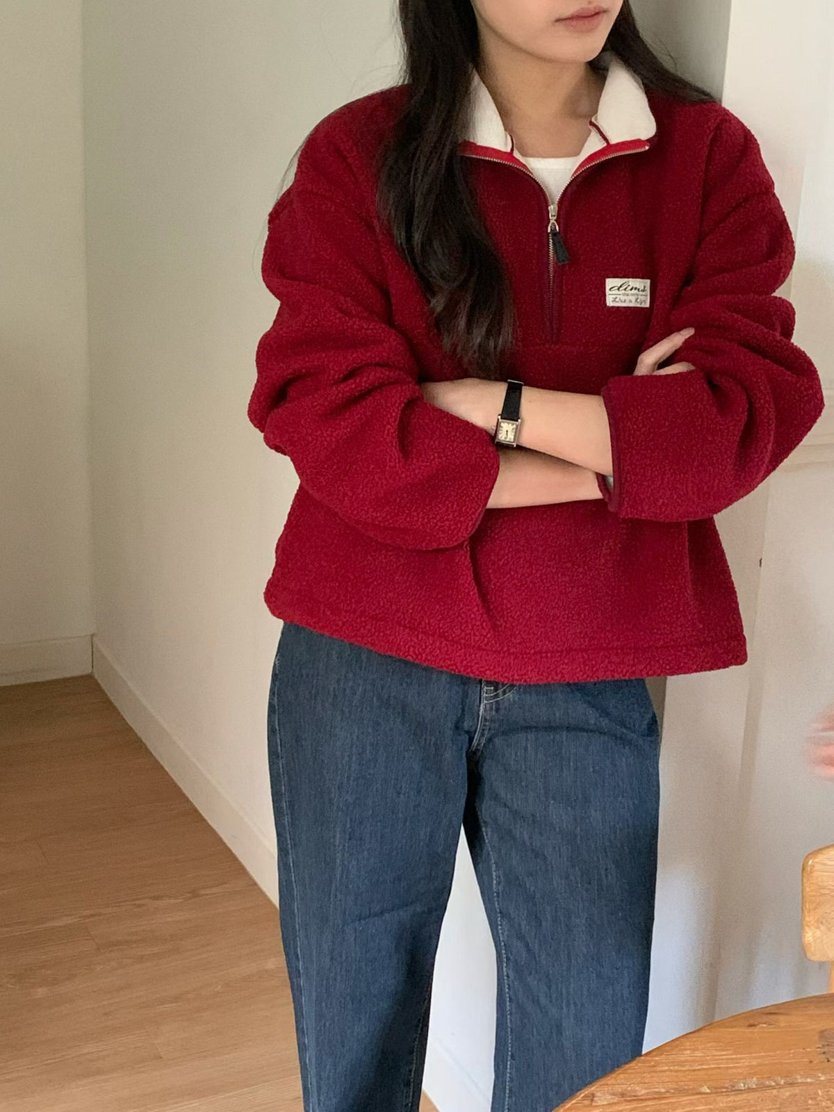 Fombing fleece half zip up-4col