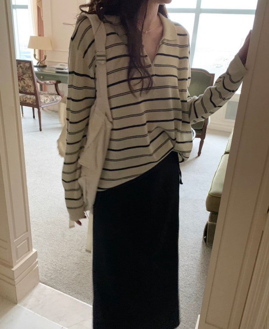 light yellow即納 Emily colla linen knit-3col