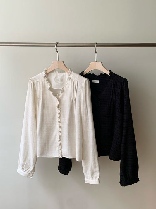 Plie frill gimo blouse-2col